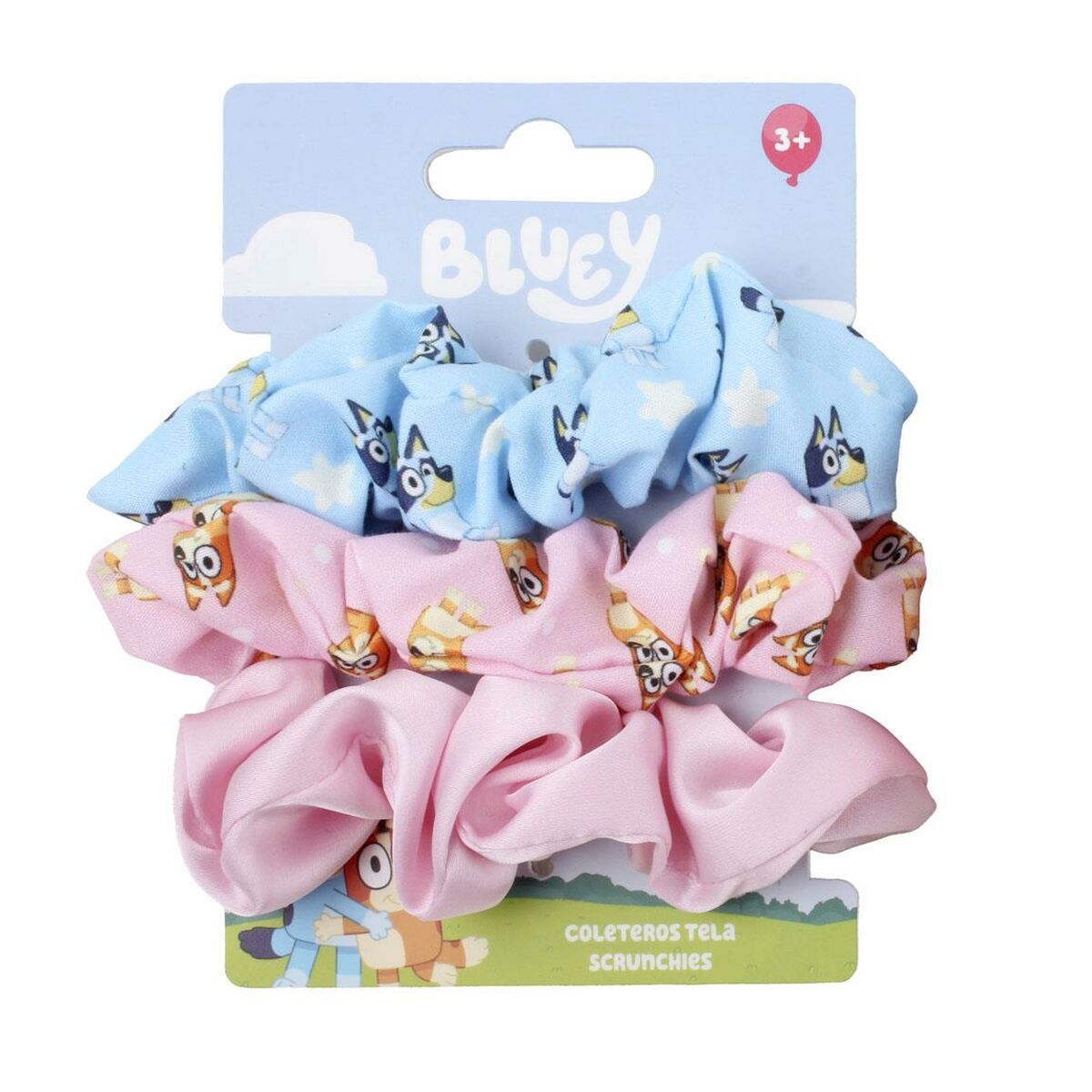 Gomas de Pelo Bluey Azul 3 Piezas