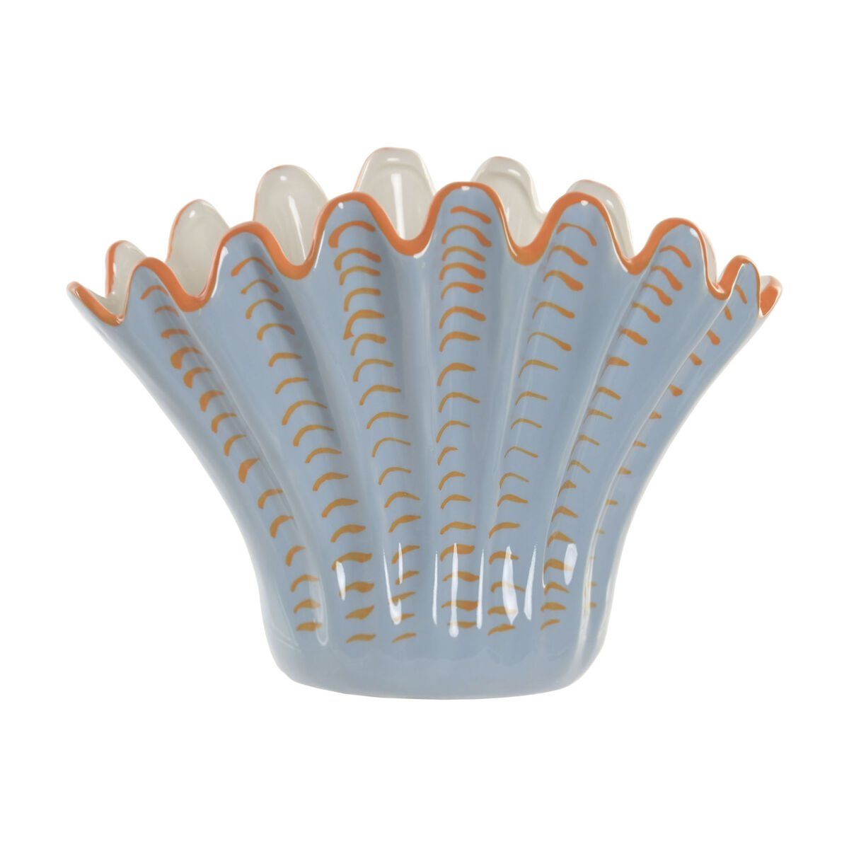 Jarrón Home ESPRIT Azul Naranja Gres Concha Mediterráneo 28,5 X 13,5 X 20,5 CM