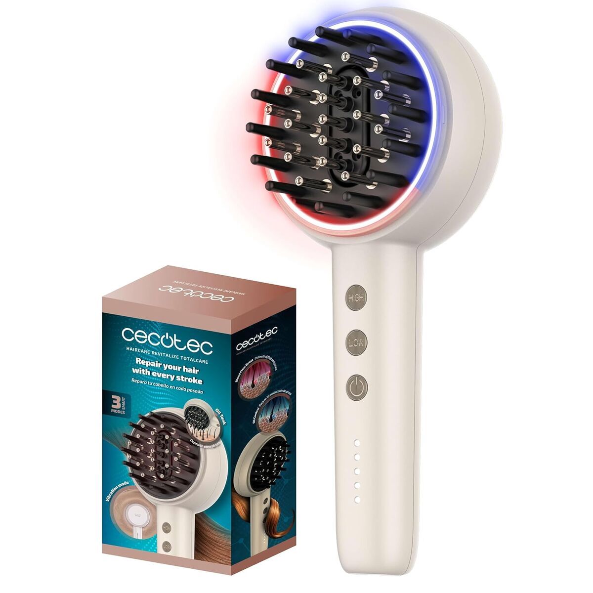 Cepillo Reparador Cecotec Revitalize TotalCare Blanco Negro