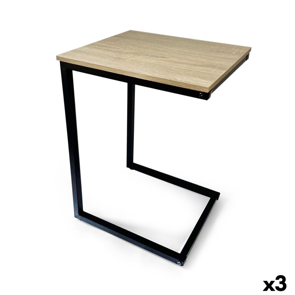 Mesa auxiliar MobleKit Marrón Negro 40 x 30 x 60 cm Madera Metal (3 Unidades)