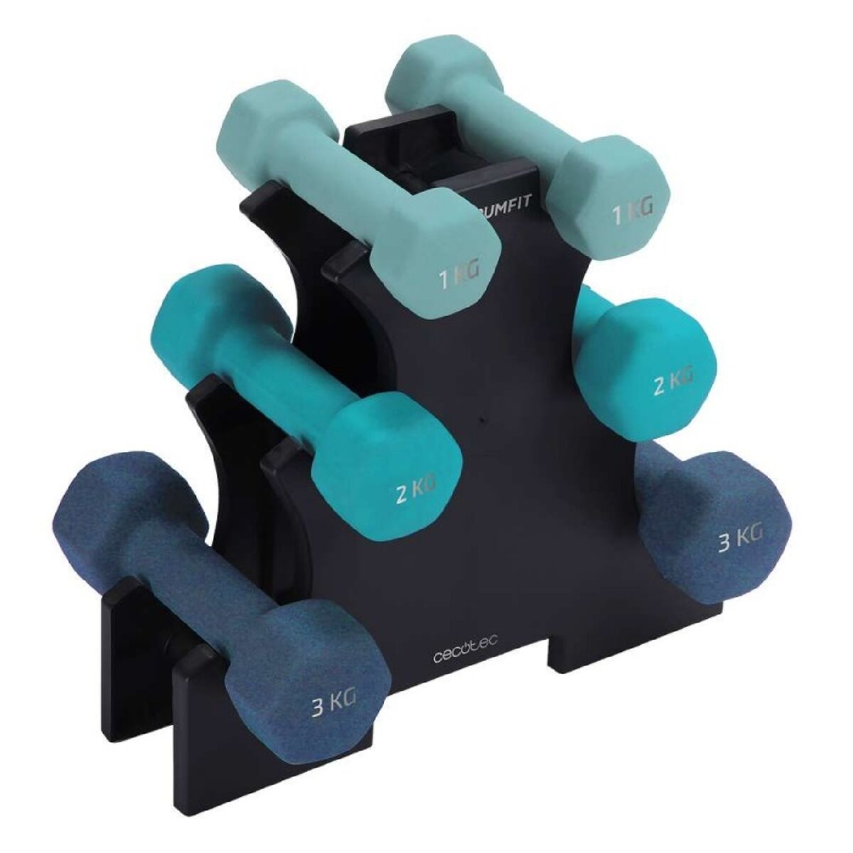 Mancuernas Cecotec DrumFit 1 kg 2 Kg 3 Kg Azul 6 Unidades
