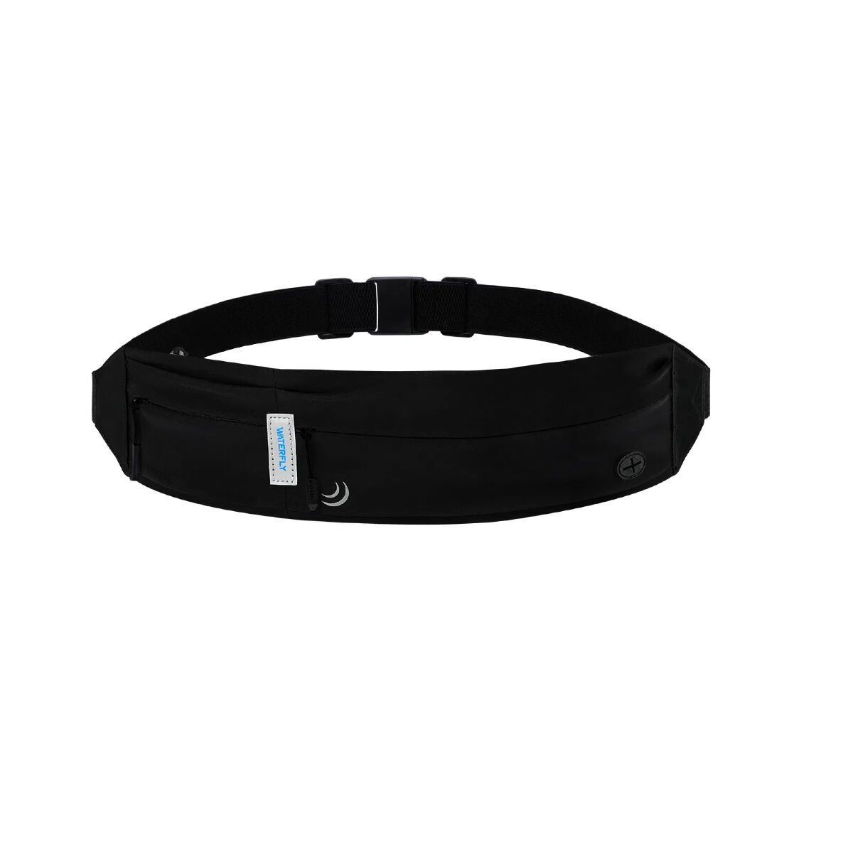 Waterfly Riñonera Running Sport 3.0 Negra Unisex Licra 1L con Reflectantes y Salida Auriculares