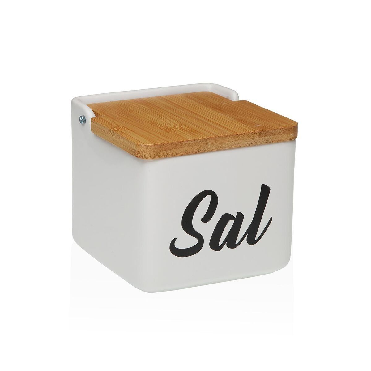 Salero con Tapa Versa Sal Blanco Cerámica 12,2 x 11,5 x 12,2 cm