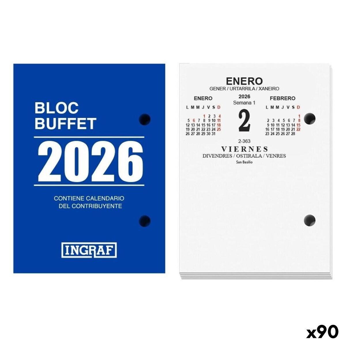 Calendario de Sobremesa Ingraf Buffet 2026 (90 Unidades)