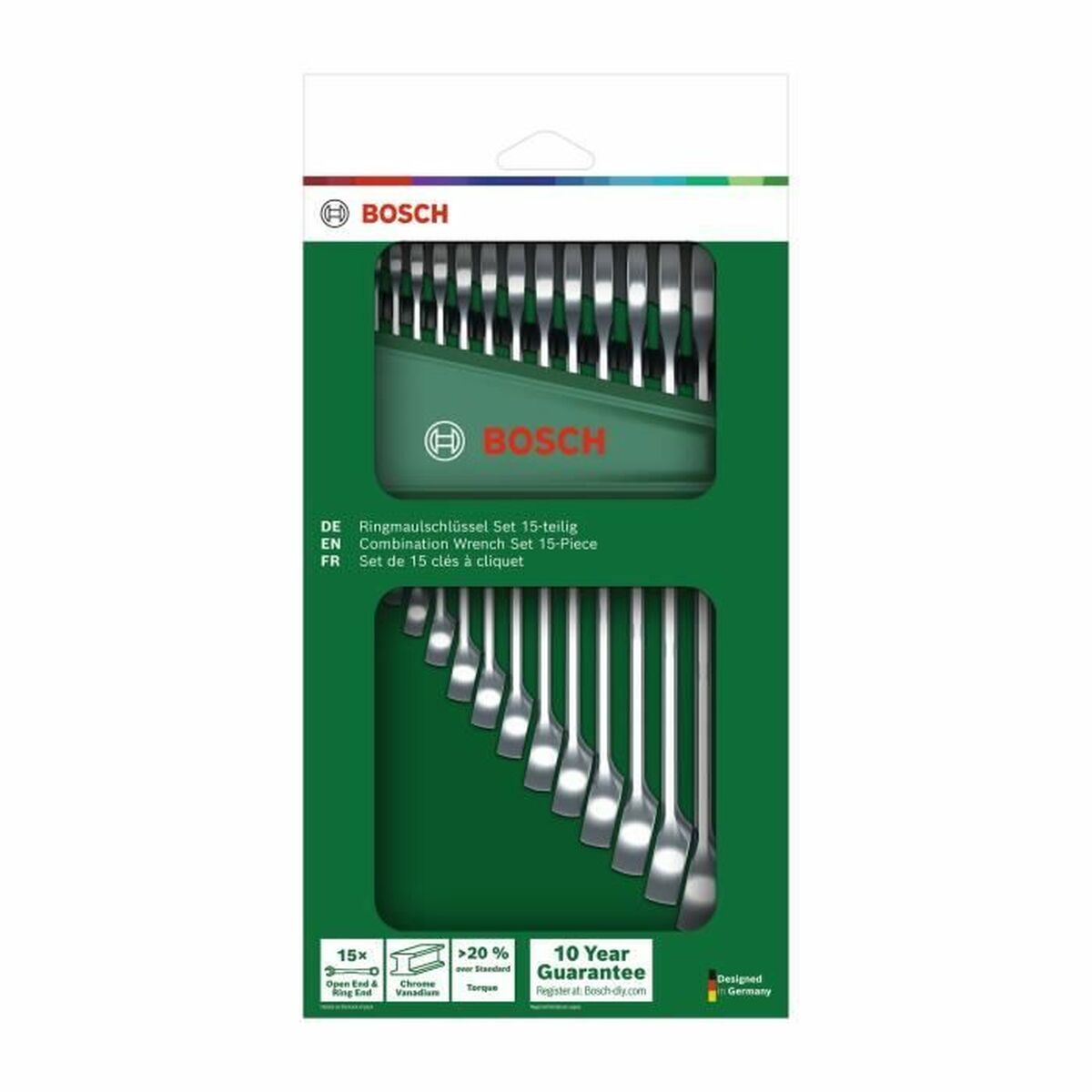 Juego de llaves combinadas BOSCH 6-21 mm 15 Piezas