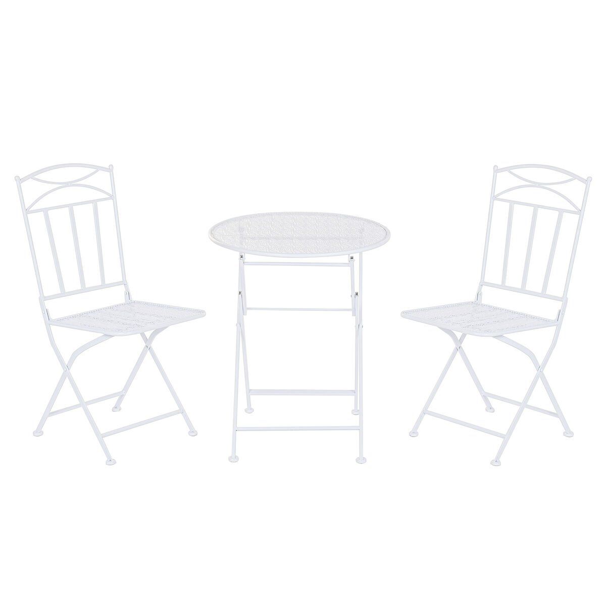 Conjunto de Mesa con 2 Sillas Home ESPRIT Blanco 60 x 60 x 70 cm