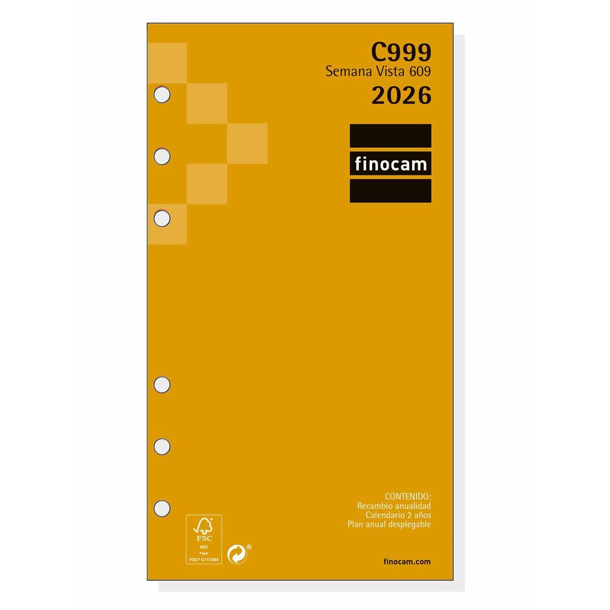 Recambio para Agenda Finocam C999 2026 9,4 x 17,1 cm