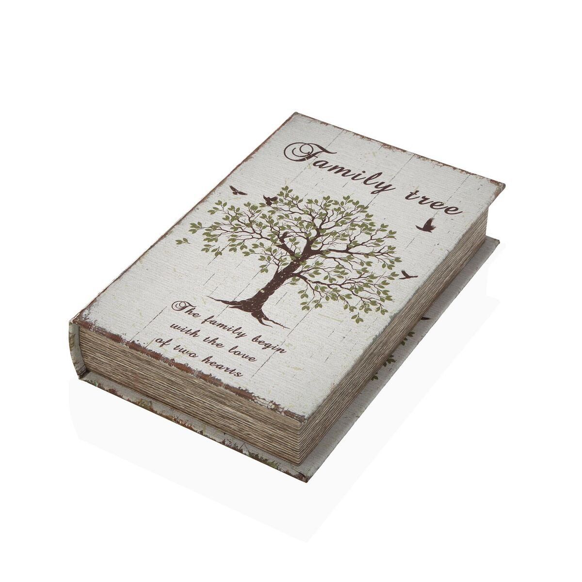 Caja Decorativa Versa Lienzo Madera MDF Árbol Libro