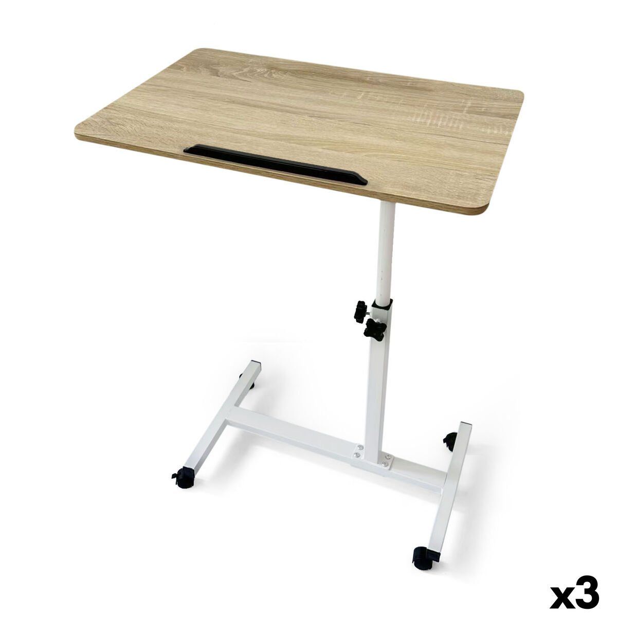 Mesa auxiliar MobleKit Blanco Marrón 60 x 40 x 59 cm Madera Metal (3 Unidades)