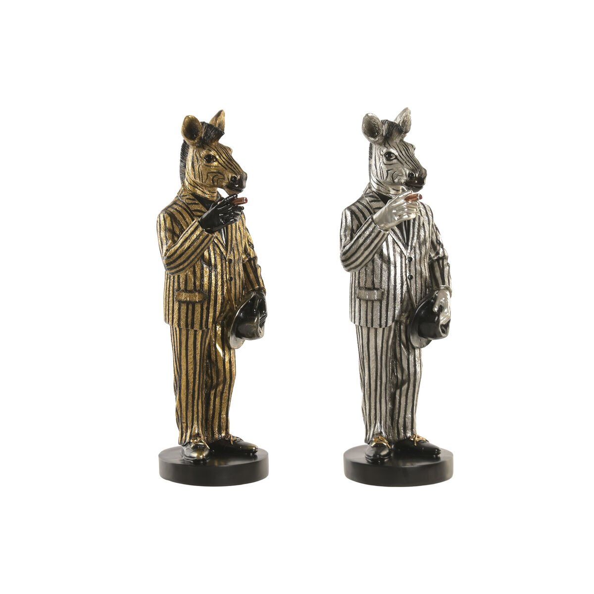 Figura Decorativa Home ESPRIT Dorado Plateado Cebra Loft (2 Unidades)