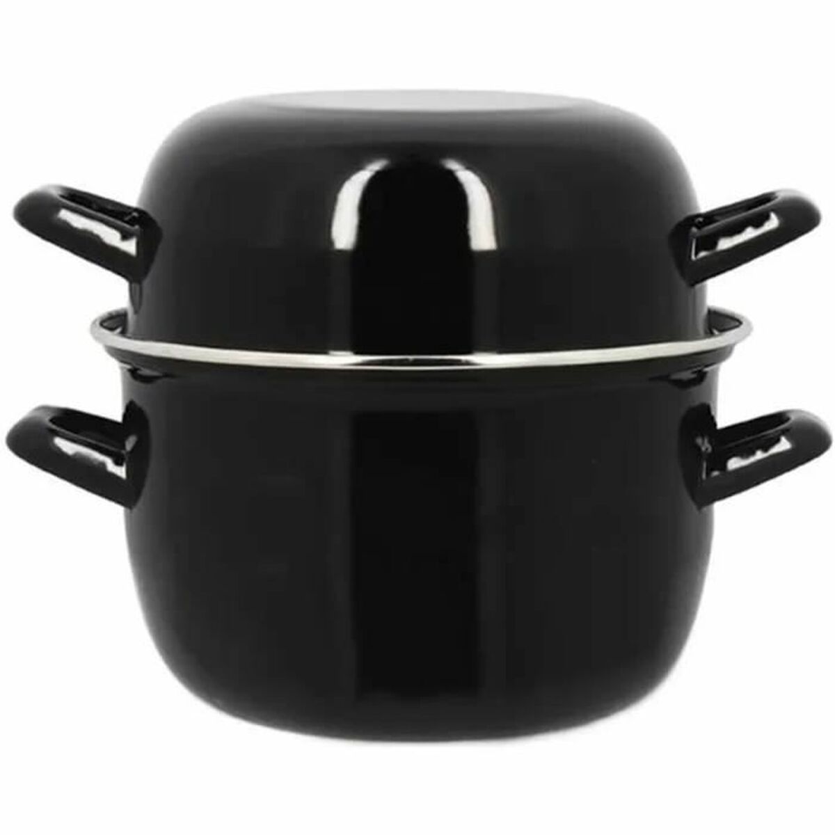 Olla con Tapa Menastyl Negro Acero esmaltado vitrificado 2 Piezas