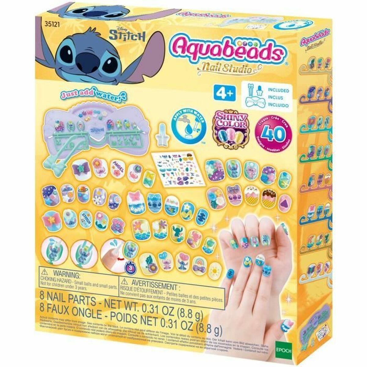 Set de Manicura Aquabeads Nail Studio Stitch Multicolor 40 Piezas