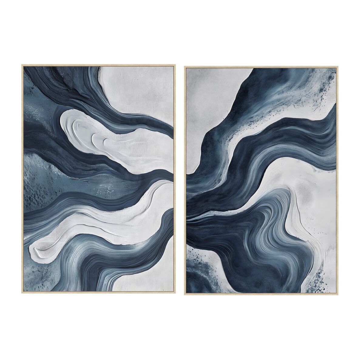 Lienzo Home ESPRIT Azul Blanco Abstracto Moderno 82,5 x 4,5 x 122,5 cm (2 Unidades)