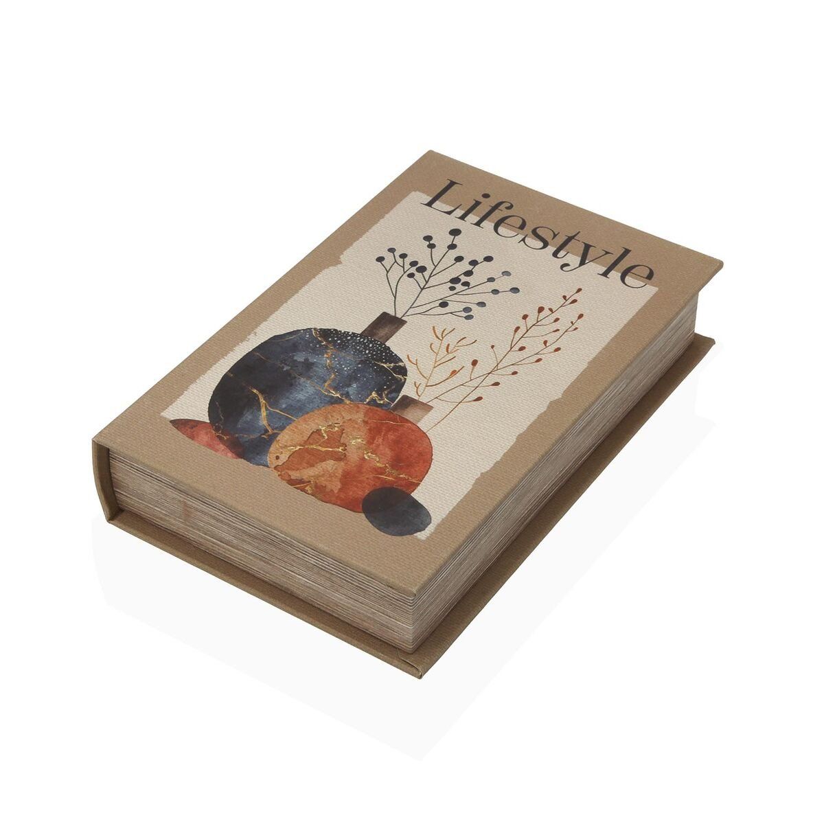 Caja Decorativa Versa Lienzo Madera MDF Libro Jarrón