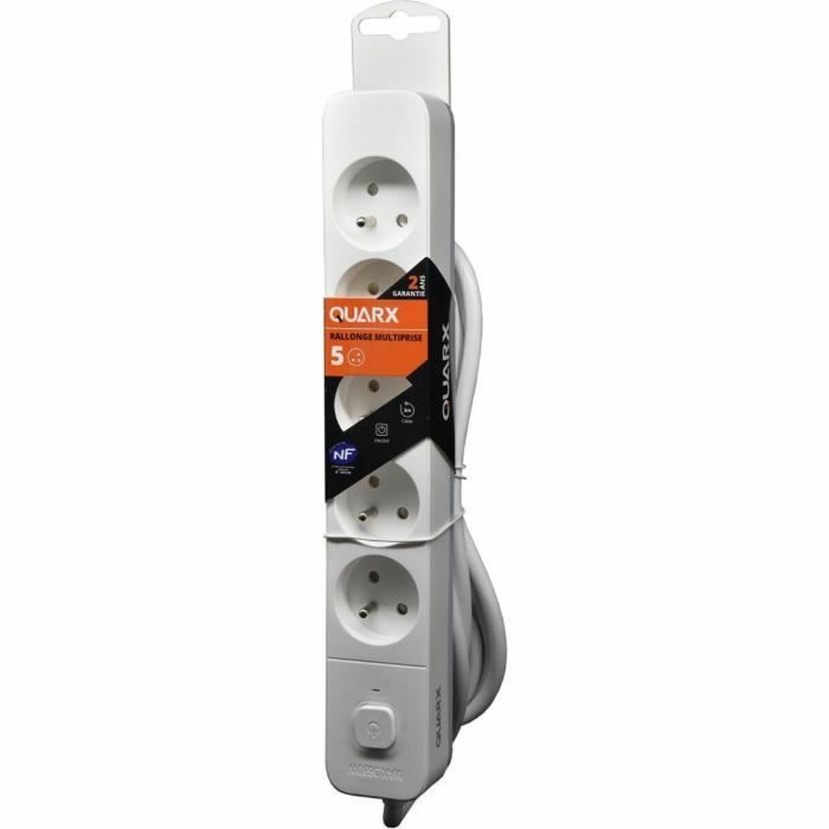 Regleta Enchufes 5 Tomas con Interruptor QUARX (3 m)