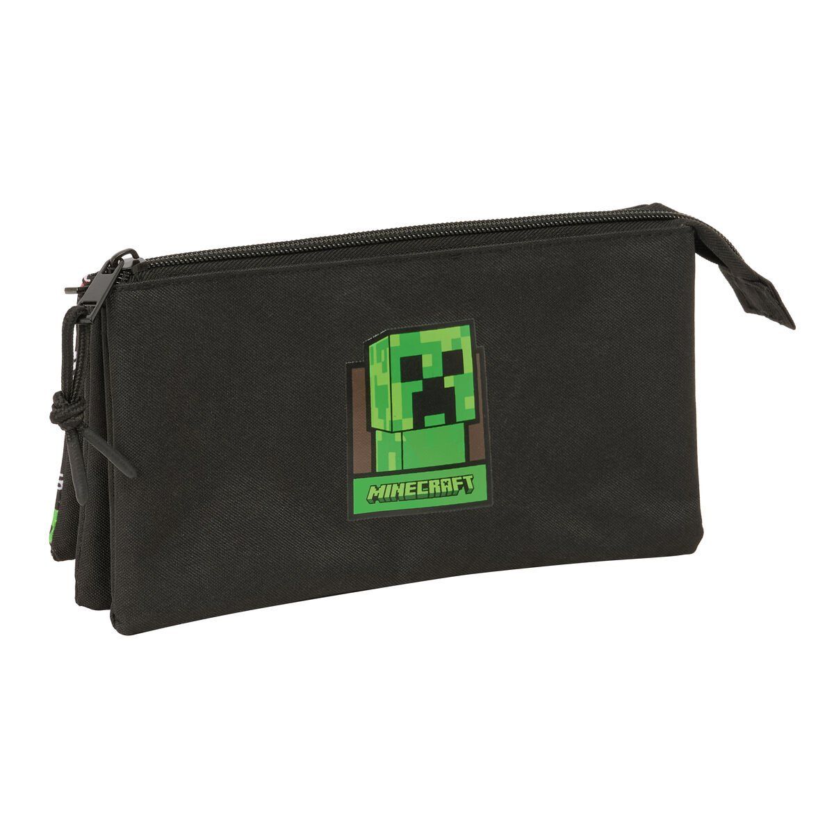 Portatodo Triple Minecraft Negro 22 x 12 x 3 cm
