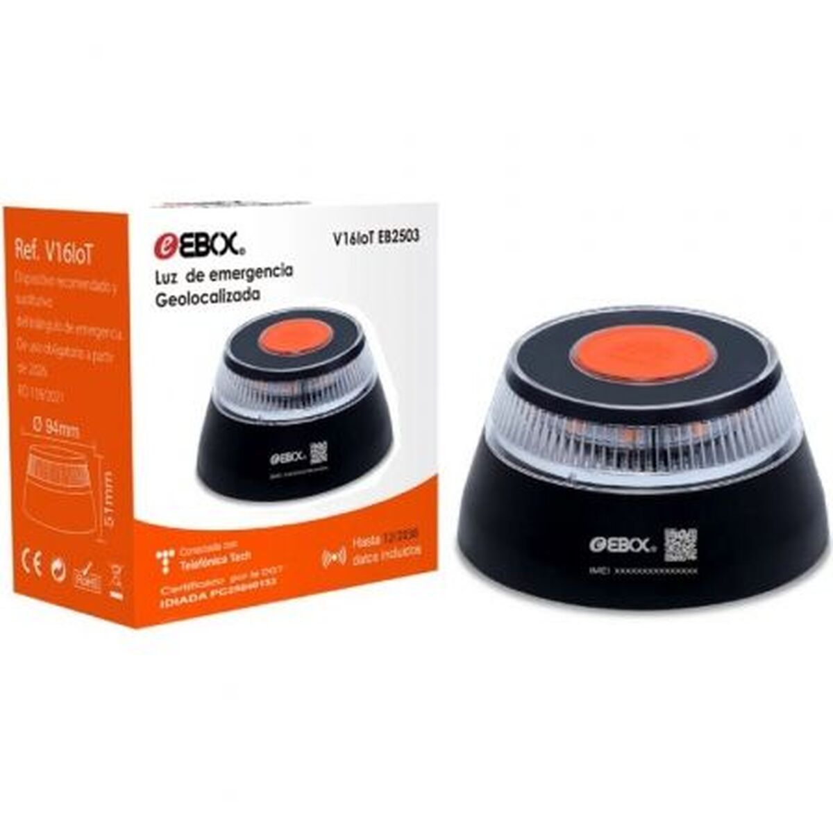 Baliza de Emergencia V16 conectada DGT 3.0 Ebox EB2503