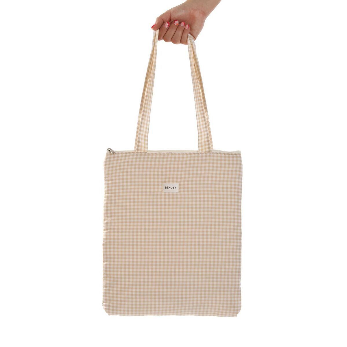 Bolso Mujer Versa Vichy Beige 40 x 33 cm