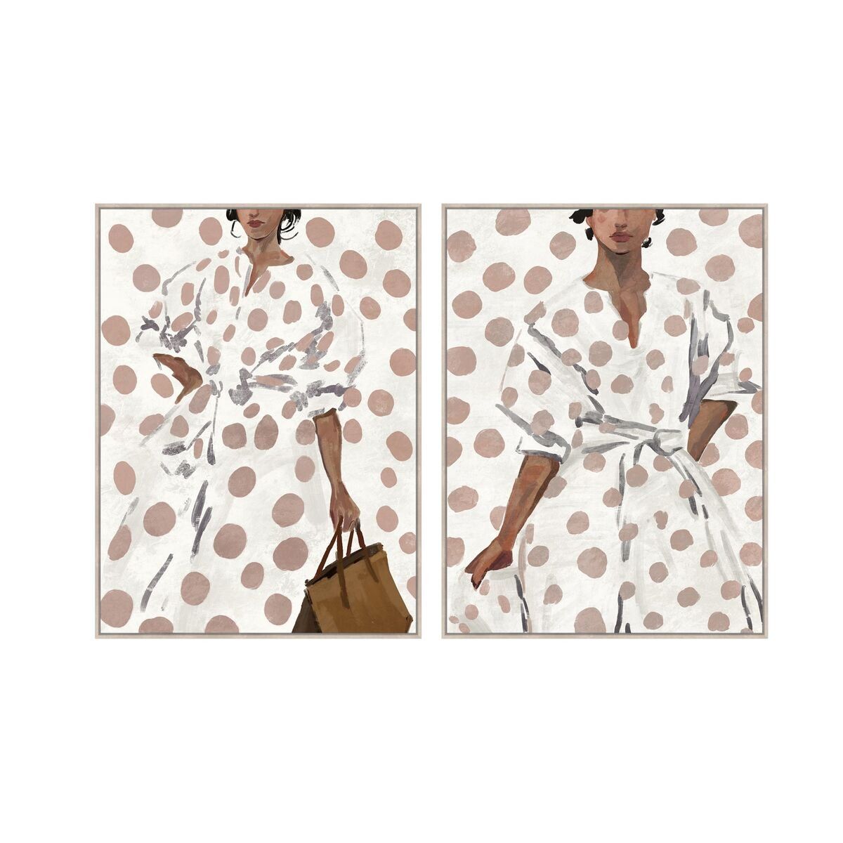 Lienzo Home ESPRIT Blanco Marrón Mujer Urbano 90 X 4 X 119,5 CM (2 Unidades)
