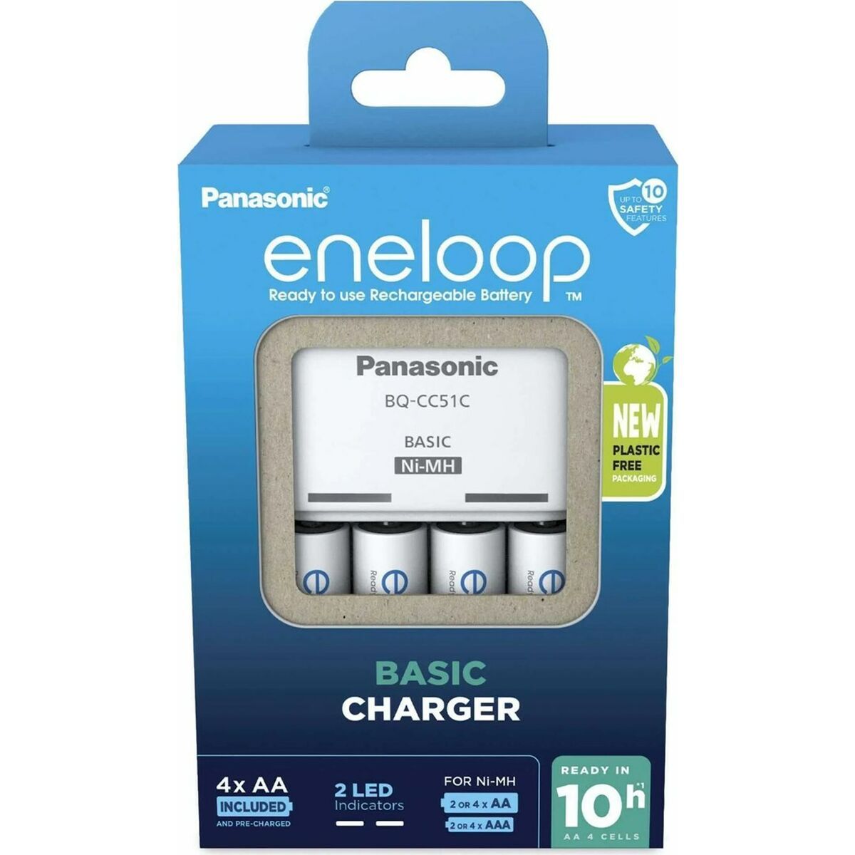 Cargador de Pilas Panasonic K-KJ51MCD40E Baterías x 4