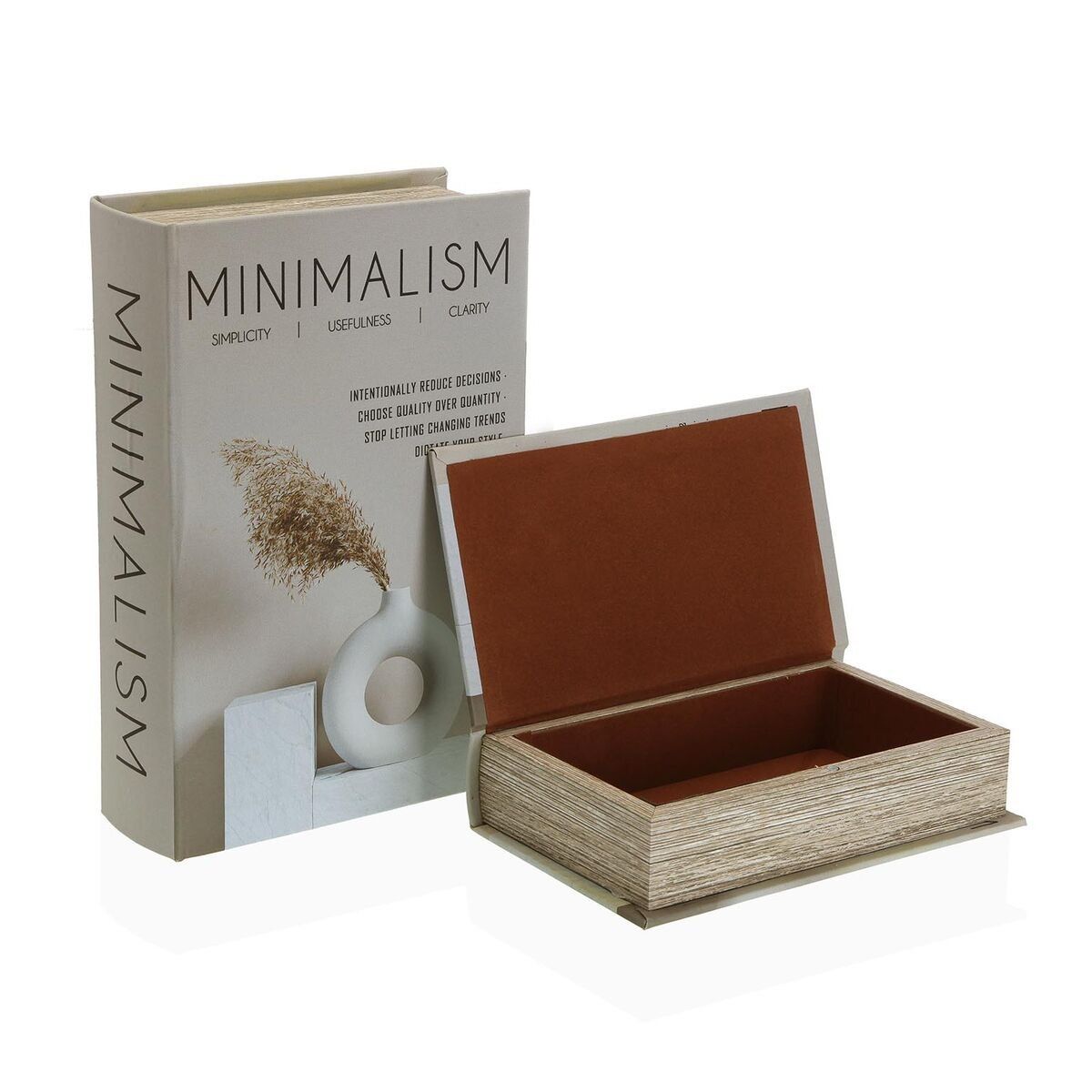 Caja Decorativa Versa Minimalism Lienzo Madera MDF Libro