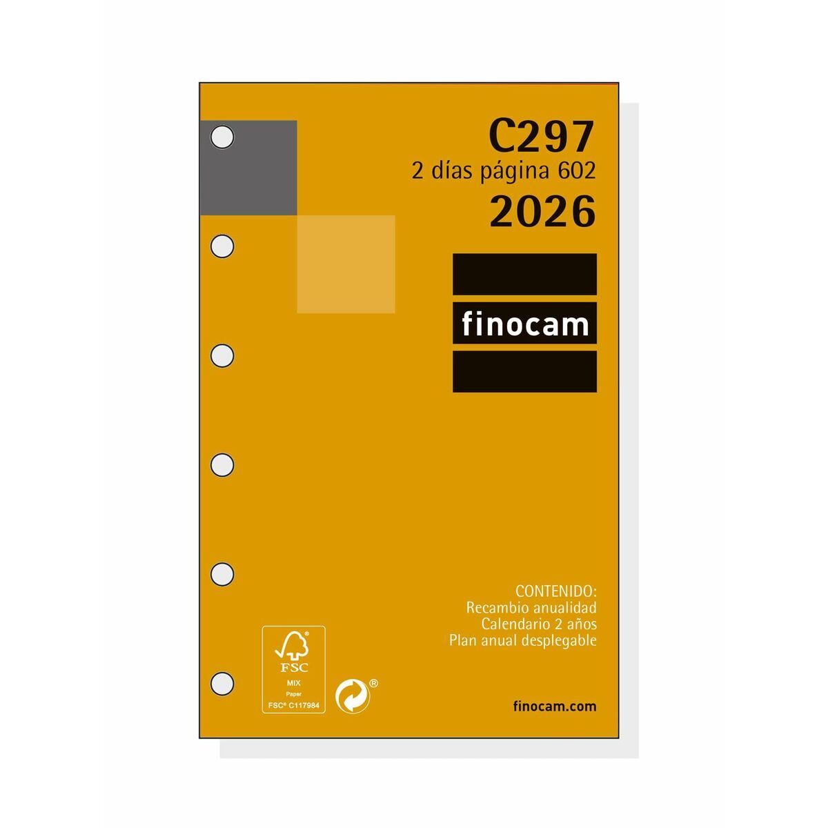 Recambio para Agenda Finocam C297 2026 7,3 x 11,4 cm