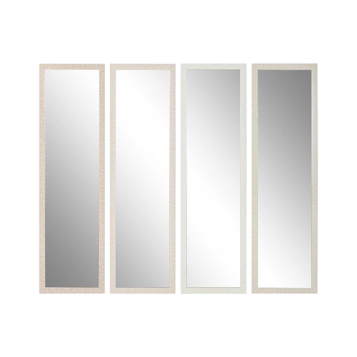 Espejo de pared Home ESPRIT Blanco Marrón Beige Gris Moderno (4 Unidades)