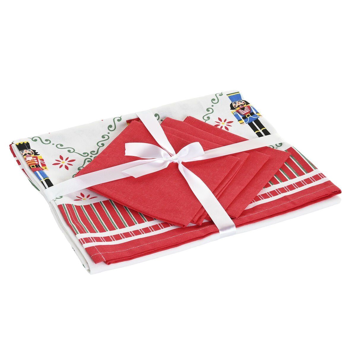 Mantel resinado antimanchas Home ESPRIT Rojo Verde Beige (5 Piezas)