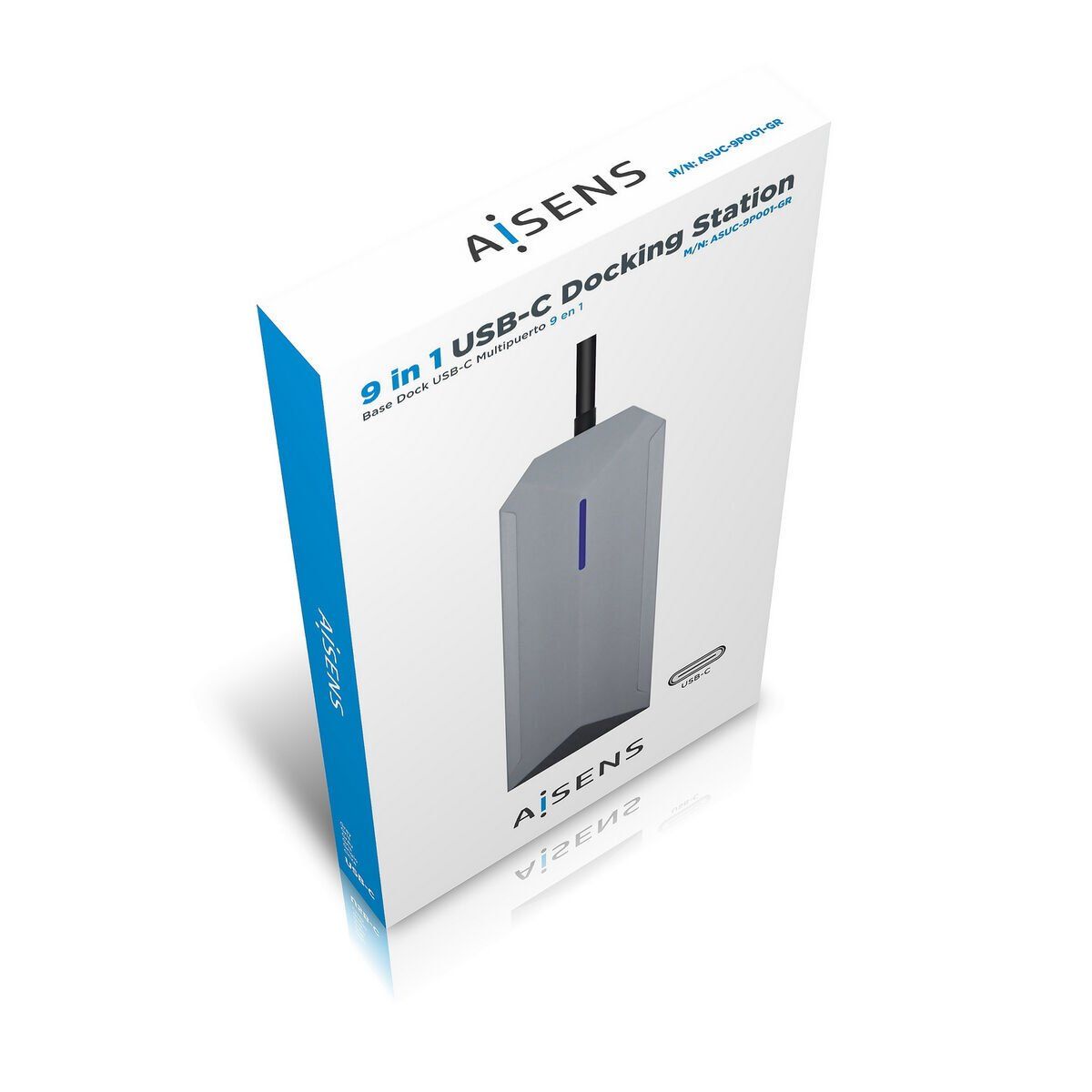 Hub USB-C Aisens ASUC-9P001-GR Gris 100 W