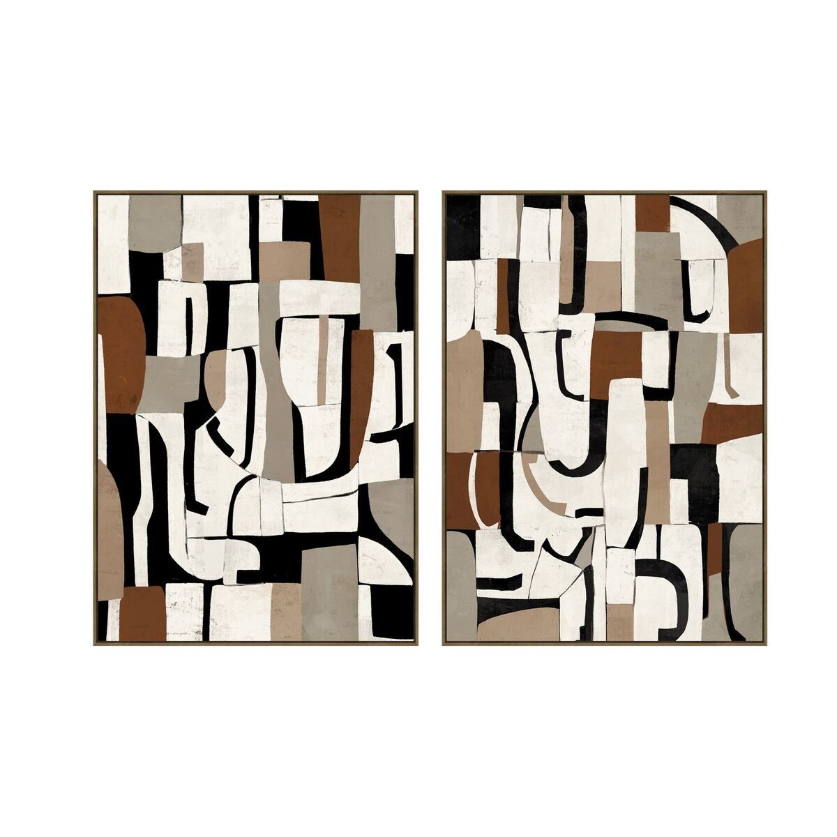 Lienzo Home ESPRIT Blanco Gris Abstracto Urbano 100 x 4 x 140 cm (2 Unidades)