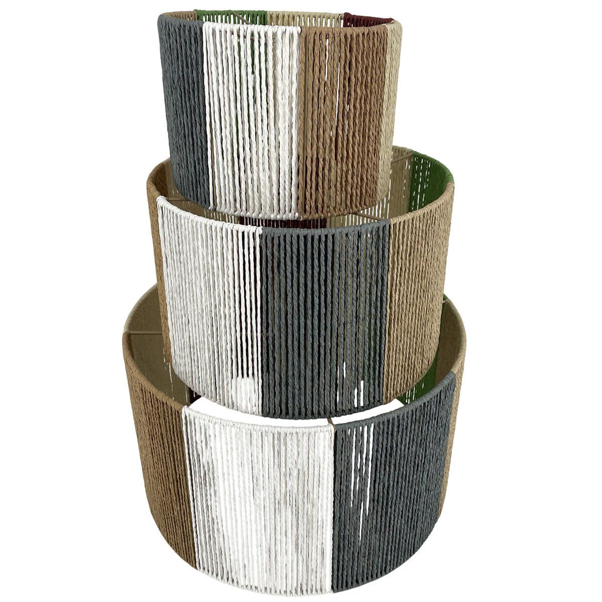 Pantalla de Lámpara Home ESPRIT Multicolor Metal Fibra Natural Urbano 52 x 52 x 31 cm (3 Piezas)