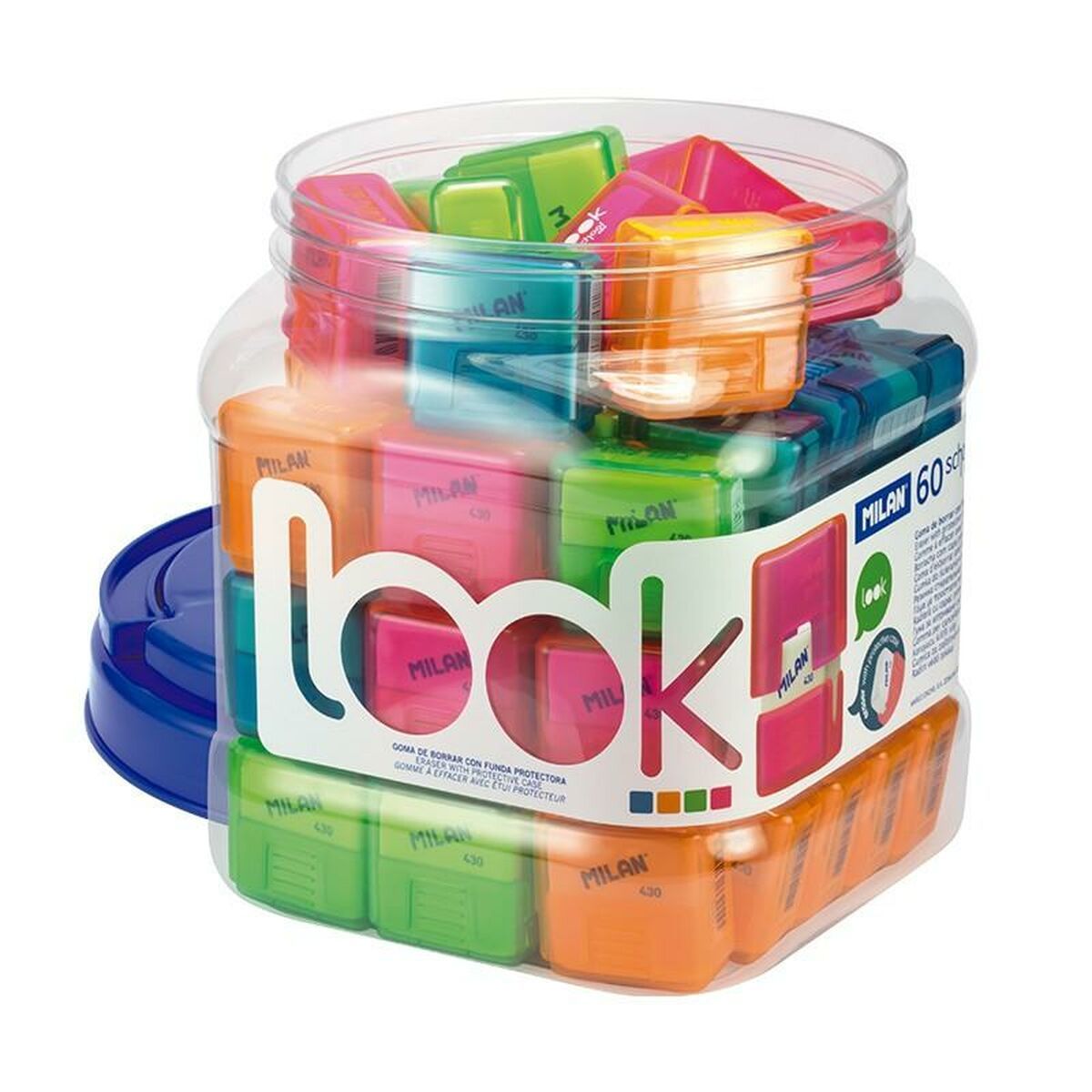 Set de Gomas de Borrar Milan Multicolor 3,4 x 3,2 x 1,9 cm 60 Piezas