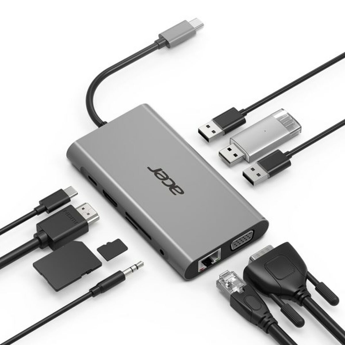 Hub USB Acer HP.DSCAB.002 Plateado