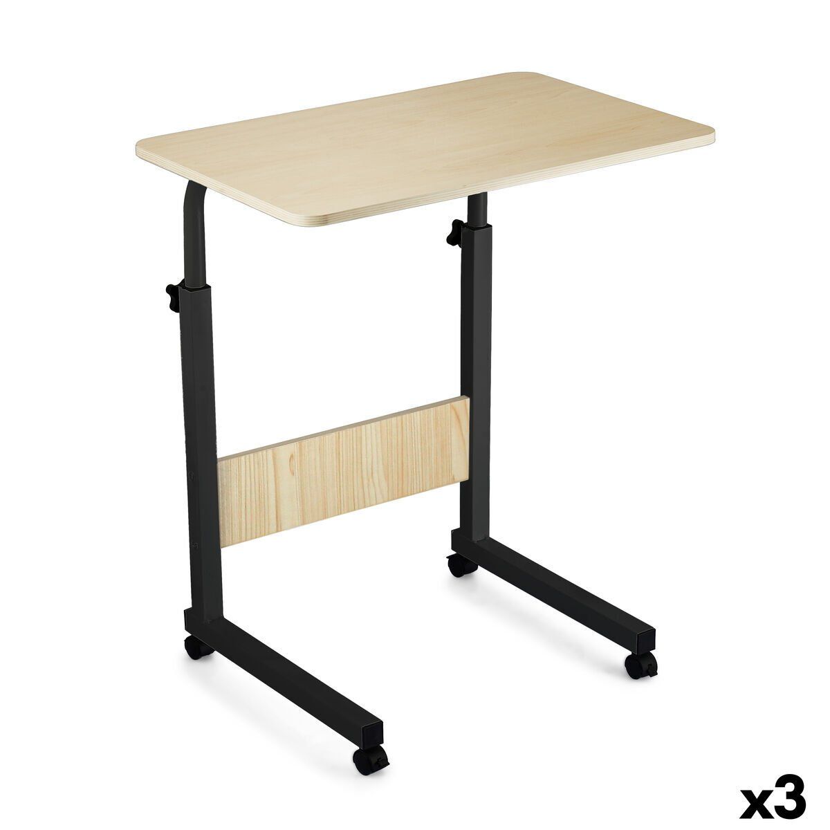 Mesa auxiliar MobleKit Marrón Negro 60 x 40 x 65 cm Madera Metal (3 Unidades)