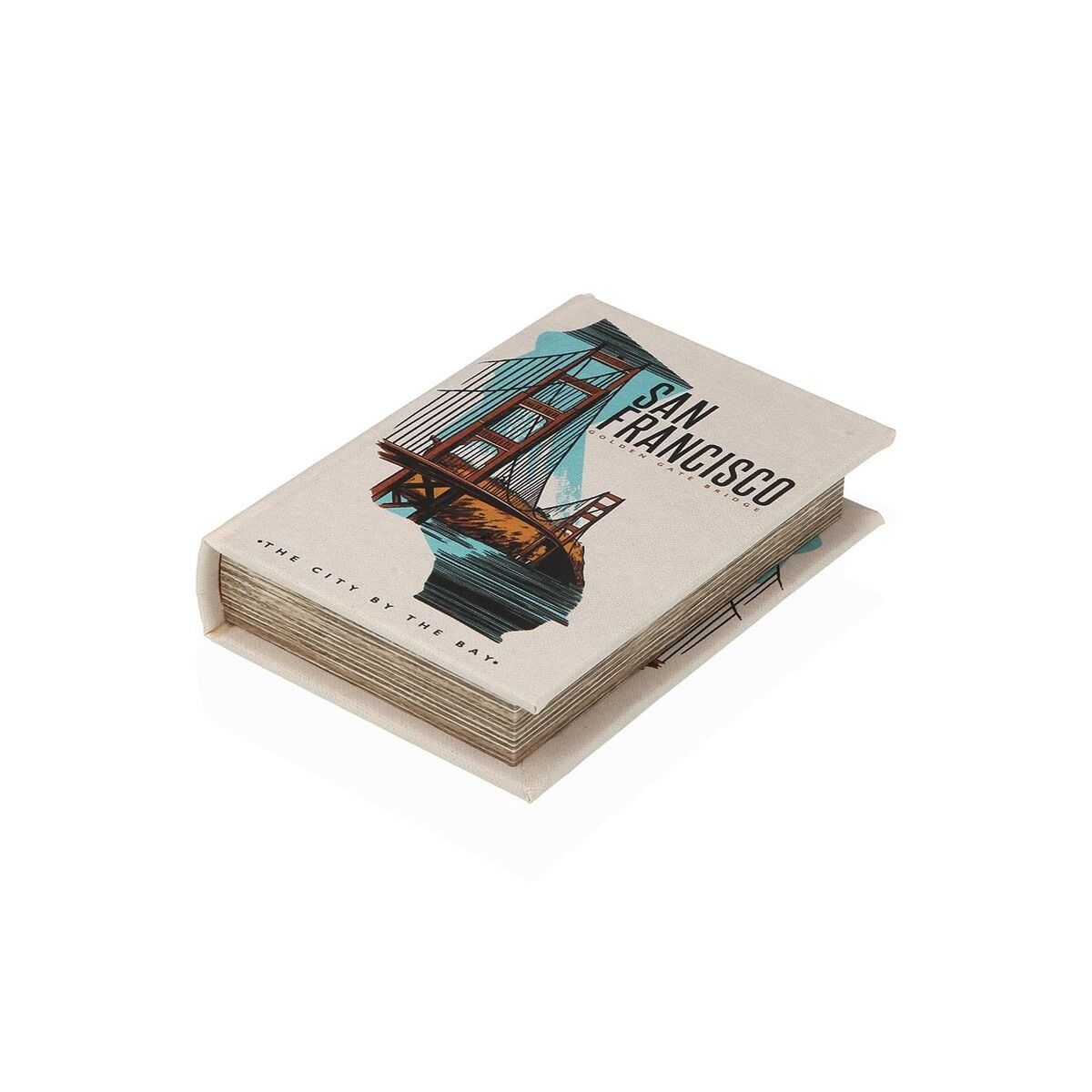 Caja Decorativa Versa San Francisco Lienzo Madera MDF