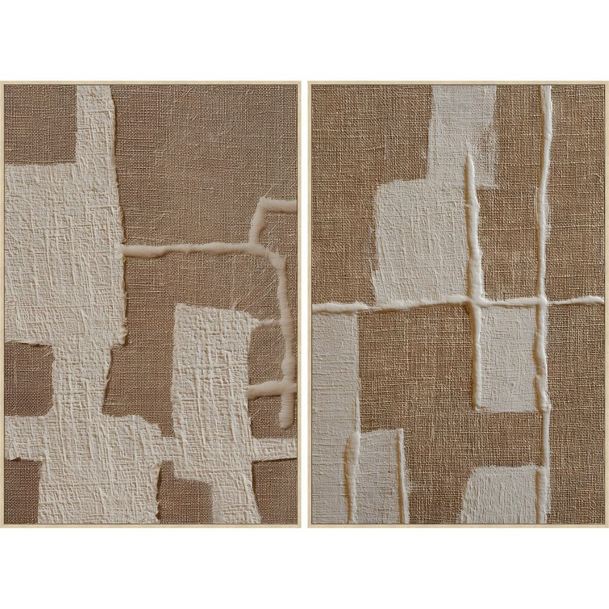 Lienzo Home ESPRIT Blanco Beige Escandinavo 82,5 x 4,5 x 122,5 cm (2 Unidades)