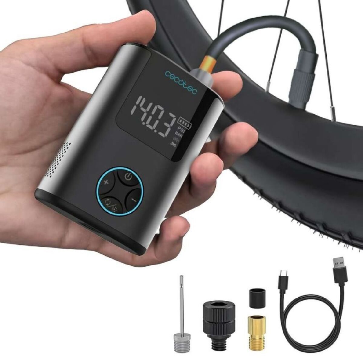 Cecotec Compresor de Aire Mini Air Max 120W 150 PSI portátil batería 600mAh compacto