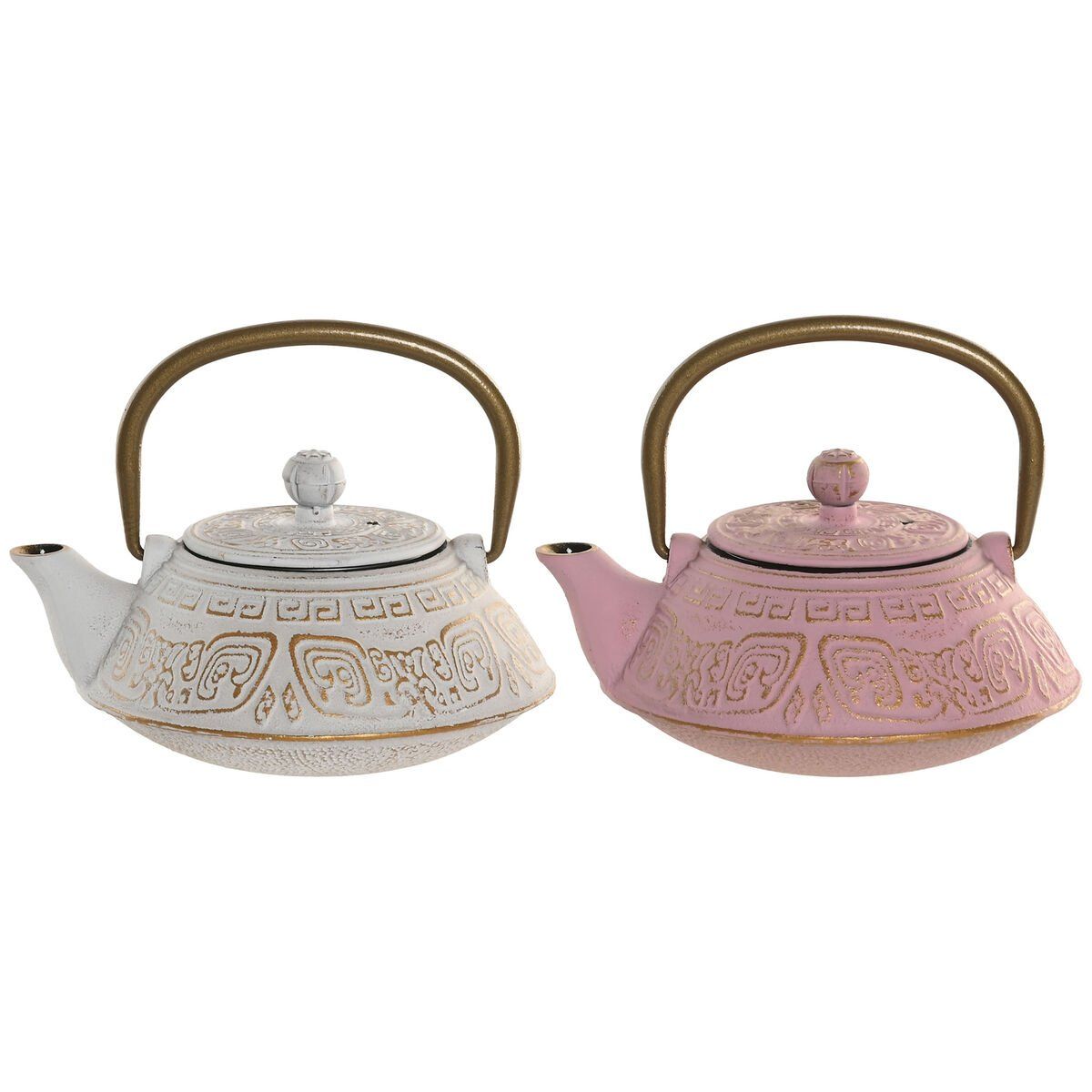 Tetera Home ESPRIT Blanco Rosa Acero Inoxidable Hierro 400 ml (2 Unidades)
