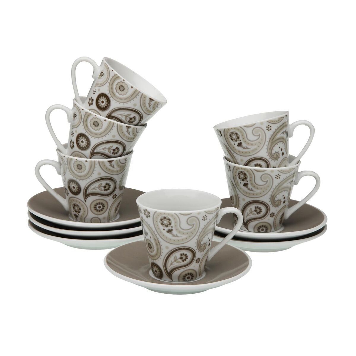 Juego de 6 Tazas con Plato Versa Glob Porcelana