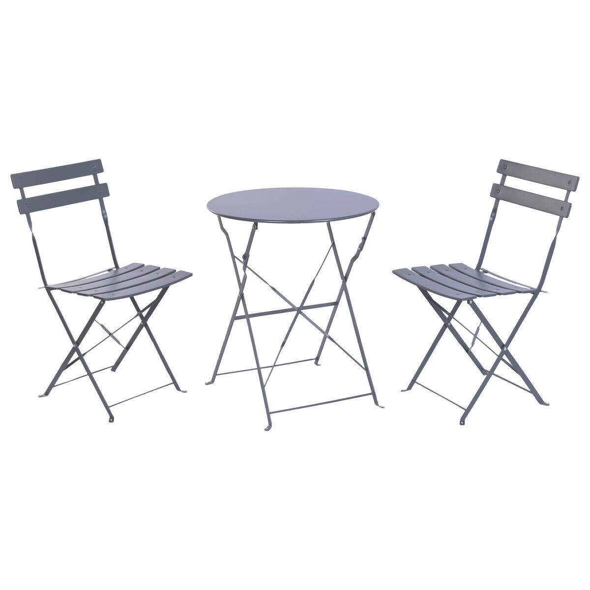 Conjunto de Mesa con 2 Sillas Home ESPRIT Gris 60 x 60 x 71 cm