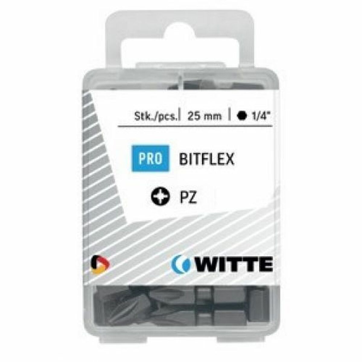 Juego de puntas WITTE PZ 2 BITFLEX Pozidriv PZ2 25 Unidades 25 Piezas