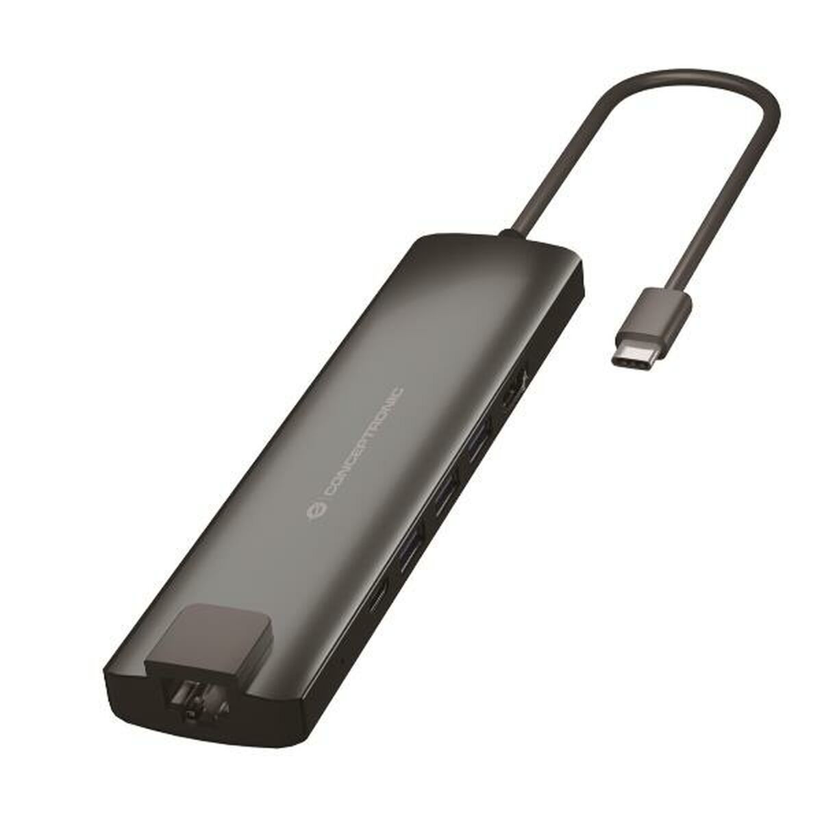 Hub USB Conceptronic 110515507101 Aluminio Gris 9 en 1