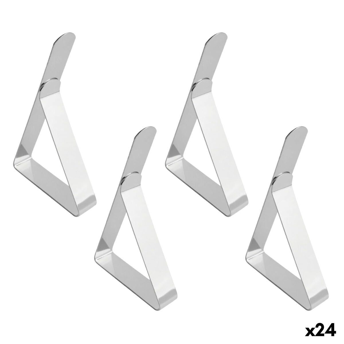 Pinza Sujeta Manteles My Bar Plateado 7,4 x 4,5 x 1,2 cm 4 Piezas (24 Unidades)