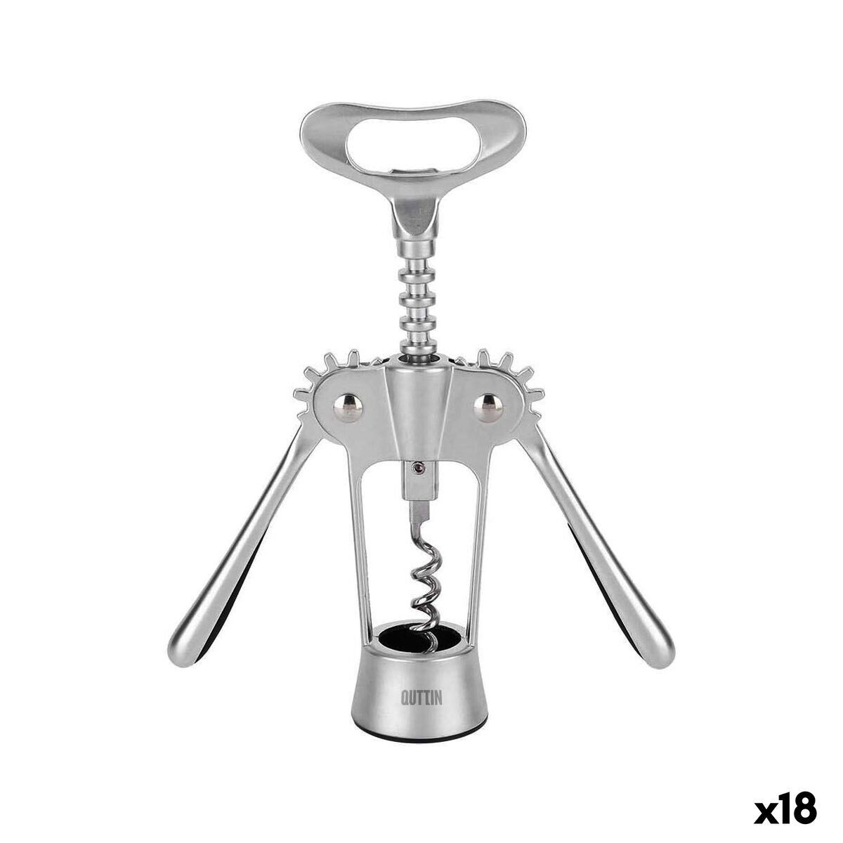 Abridor con Sacacorchos Quttin 18 x 7 x 4 cm Plateado (18 Unidades)