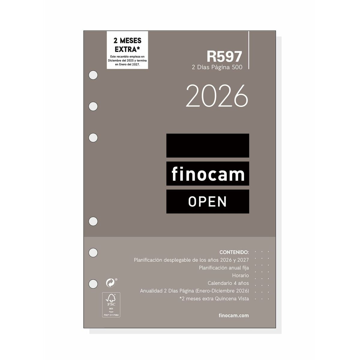 Recambio para Agenda Finocam OPEN R597 2026 11,7 x 18,1 cm