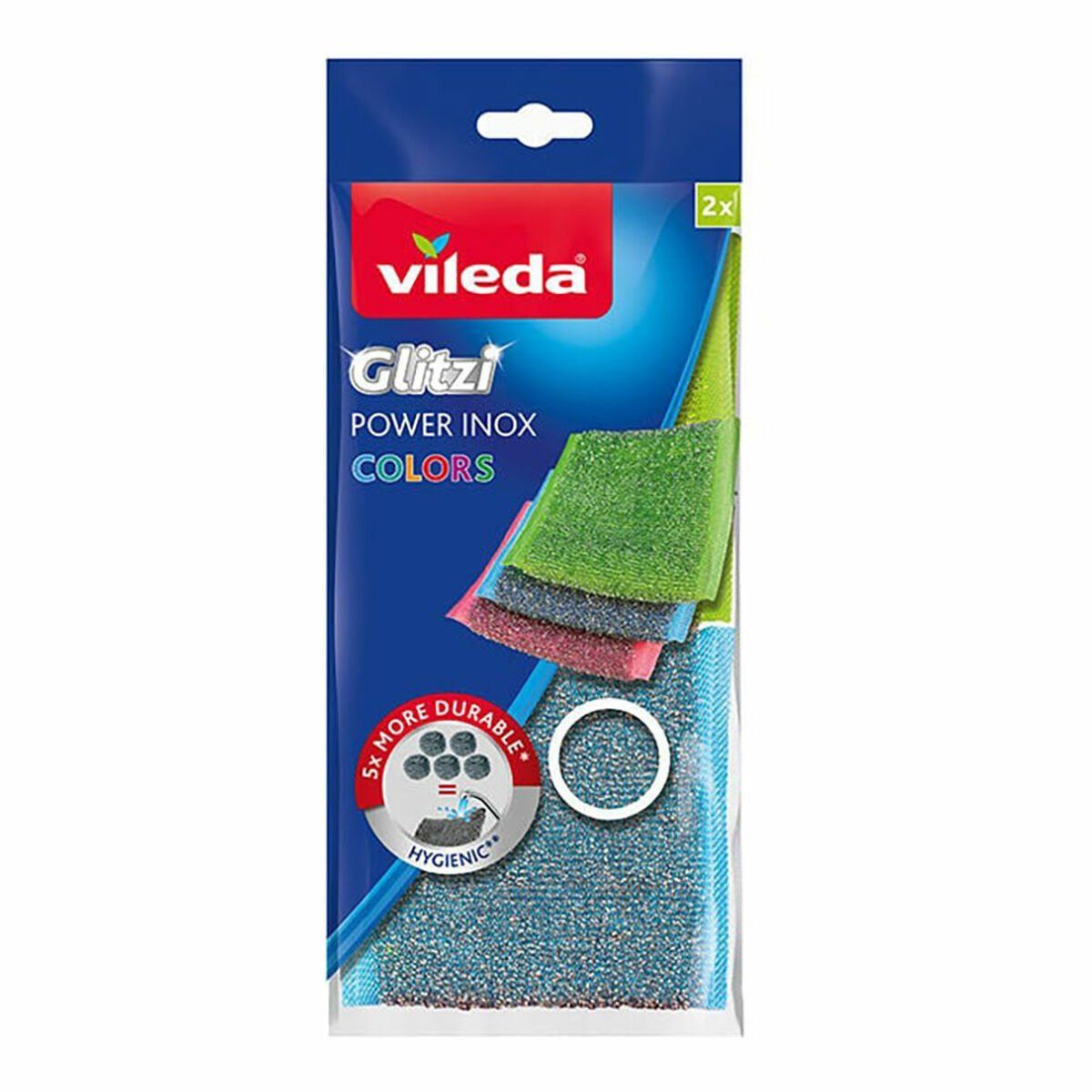 Estropajo Vileda glitzi Acero Inoxidable Colores surtidos (Elimina las manchas más complicadas e incrustadas) (2 Unidades) (2 Pi