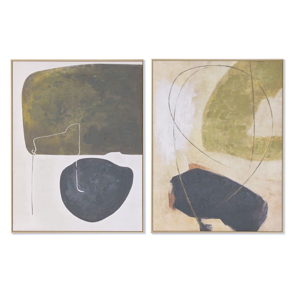Lienzo Home ESPRIT Negro Verde Abstracto Urbano 90 x 4 x 120 cm (2 Unidades)