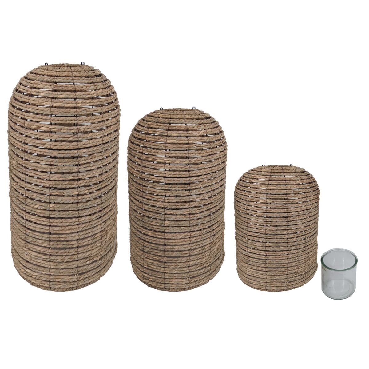Portavelas Home ESPRIT Mimbre Cristal 40 x 40 x 83 cm
