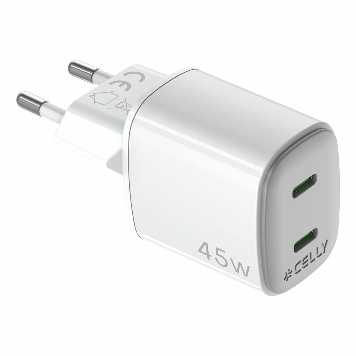 Cargador de Pared Celly UPTC2USBC45WWH Blanco
