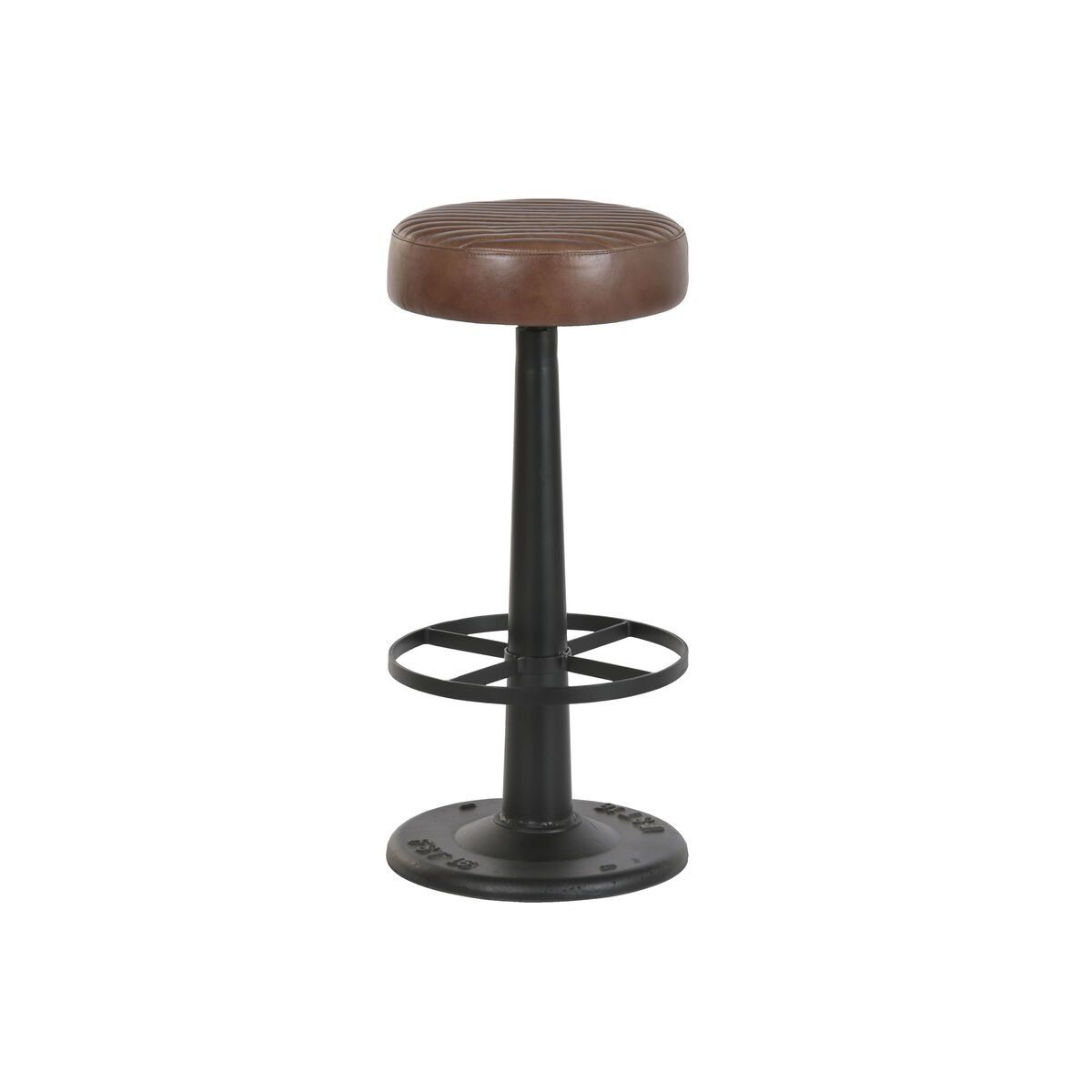 Taburete Home ESPRIT Marrón Negro Piel Hierro